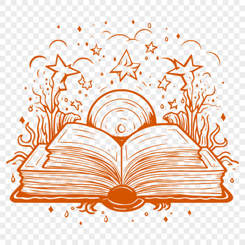 An ornate illustration of a spell book and various magical tools, inspired by Gothic themes.