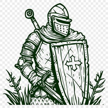 Medieval-inspired knight illustration designed as a vector art for digital use.