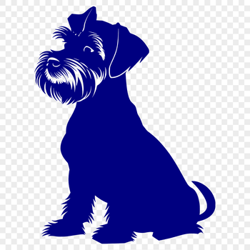 A vector illustration of a full-body miniature dog sitting on its haunches.