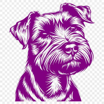 A detailed illustration of a small breed dog with a distinctive beard and mustache.