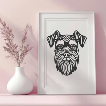 Close-up vector illustration of a Miniature Schnauzer's head, ideal for digital design projects.