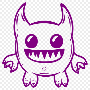 A small, cartoon-style monster character with rounded features.