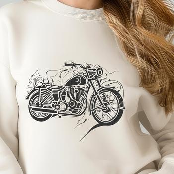 An illustration of a motorcycle with ornate details.
