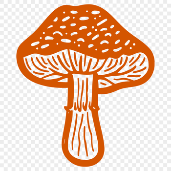 A stylized illustration of a mushroom with cap and stem, suitable as a template for crafting or design projects.