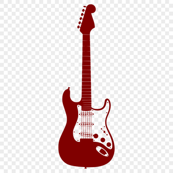 A detailed illustration of a six-string electric guitar with various controls and features.
