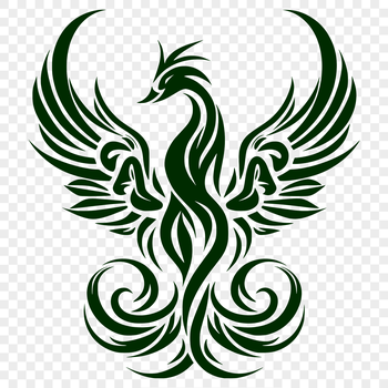 A mythical creature with wings and flames rising from its body.