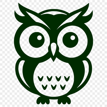 A simple line drawing of a cute full-body owl in vector format.