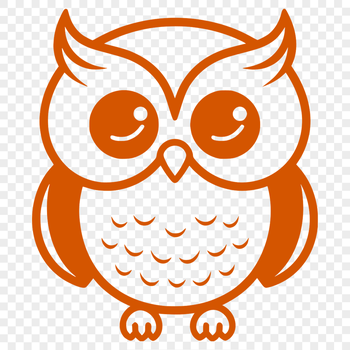 An adorable illustration of a full-body owl with soft feathers and expressive eyes.
