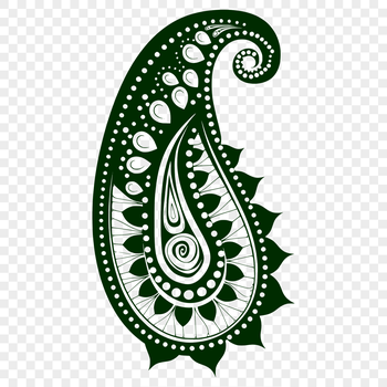 A detailed paisley shape with ornate patterns, suitable for vector art and design.