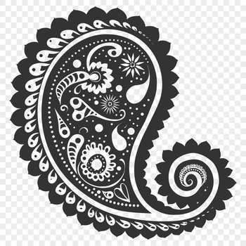 Ornate paisley design with intricate patterns, suitable for vector graphics and digital cutting.