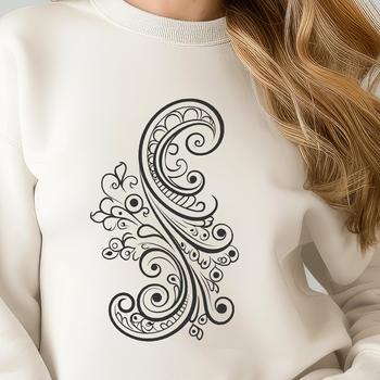 A stylized, ornate paisley pattern in various shapes and sizes.