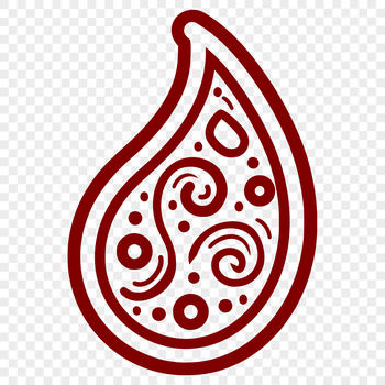 A simple, ornate paisley shape with intricate details, suitable for vector design and cutting machine applications.
