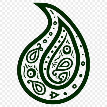 Detailed illustration of an intricate paisley motif, ideal for clip art and stencil applications.
