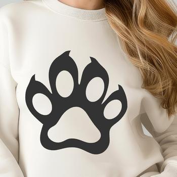 SVG design featuring a collection of stylized paw print patterns for craft use.