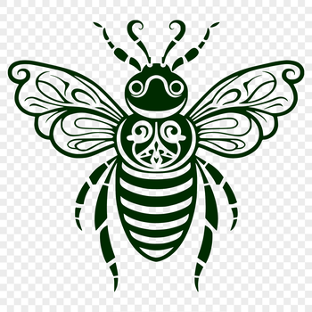 A detailed illustration of a bee in full body form, suitable for gardening themes.