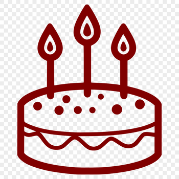 A vector graphic design of a layered birthday cake with frosting and sprinkles.