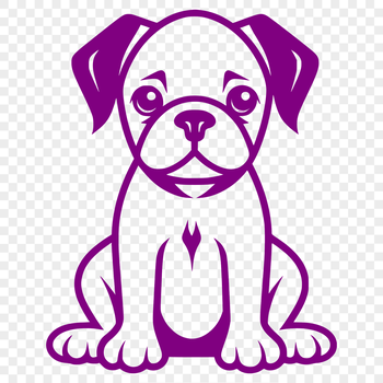 A simple line drawing of a sitting dog breed, specifically a Boxer.