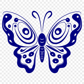 A colorful, ornate illustration of a butterfly in full body view, suitable for gardening and craft projects.