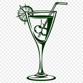 An SVG illustration of a stylized cocktail in a glass, ideal for editing in graphics software like Procreate or Illustrator.