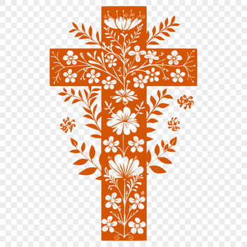 A simple cross design with floral elements, suitable for various uses.