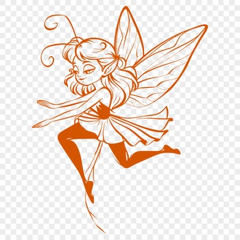 Illustrated mythical fairy with full body attire, designed as vector art for various digital and printing applications.