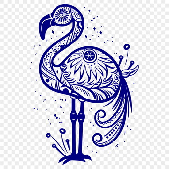 A stylized illustration of a flamingo in full-body pose, suitable for commercial and personal projects.