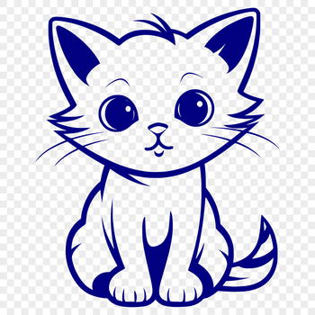 A cute sitting cat illustrated in vector format with clean lines and simple design.