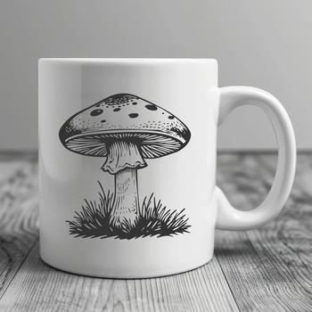 Detailed illustration of a mushroom for graphic design and craft projects.
