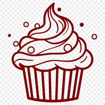 A simple line drawing of a cupcake, suitable for cutting out with a craft cutter or laser.