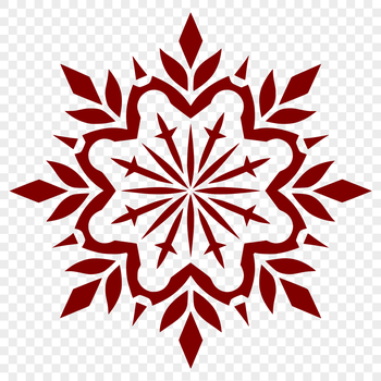 An ornate, symmetrical snowflake illustration featuring complex patterns and curves.