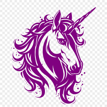 Mythical unicorn head with intricate design, suitable for vector art and cutting machine templates.