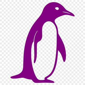 A full-body illustration of a penguin, a flightless seabird, depicted in simple lines and shapes.