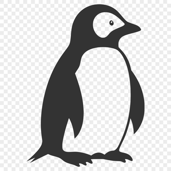 A detailed vector illustration of a full-body penguin with distinctive features.