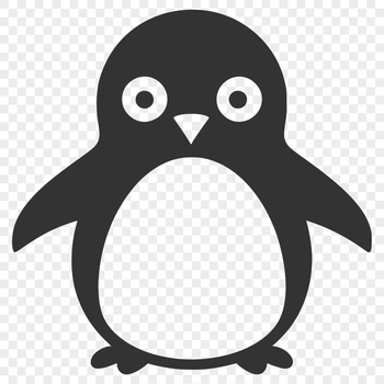 A simple line drawing of a penguin in full body form, suitable for various digital applications and crafts.
