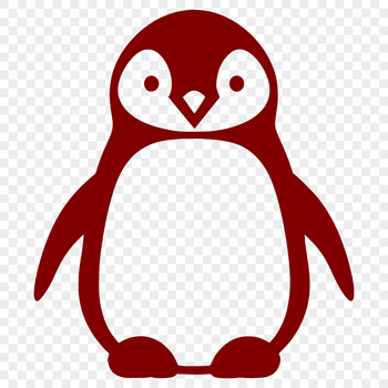 A simple line drawing of a full-body penguin, a popular sea creature and animal design.