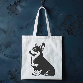 Full-body illustration of a corgi dog sitting on its haunches.