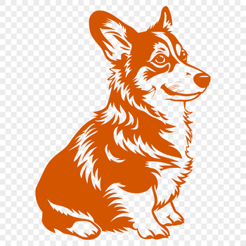 A vector graphic depiction of a Corgi from head to paw.