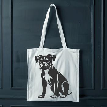 Vector image of a cute sitting animal, specifically a Boxer, suitable for various design purposes.