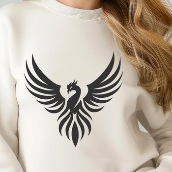 A mythical full-body phoenix illustration in vector format, suitable for various design applications.