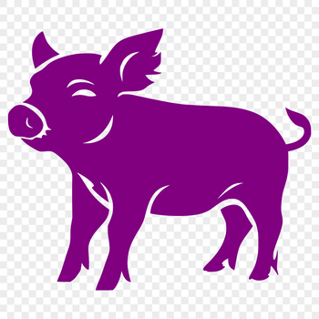 An illustration of a standing pig with its full body visible, suitable for design and crafting.