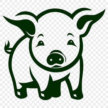 A full-body illustration of a cute farm animal, depicted in a standing position.