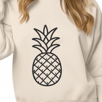 A simple line drawing of a pineapple, suitable for food-themed projects.