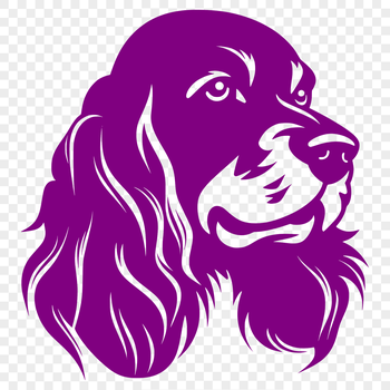 A vector illustration of a friendly-looking Cocker Spaniel's head.