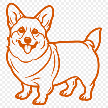 A full-body illustration of a standing corgi dog, suitable for digital crafting and design.