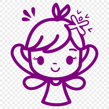 A simple line drawing of a full-body fairy from mythology, ideal for use in digital designs.