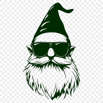 An illustration of a knome's head, resembling a dwarf's, with trendy sunglasses.