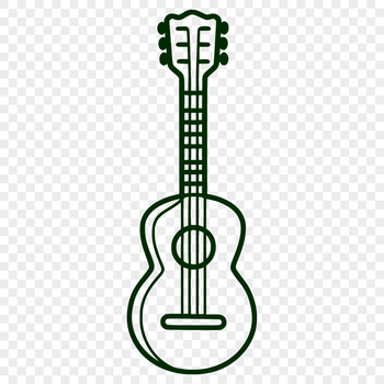 A simple line drawing of a guitar, suitable for vector art and clip art design.