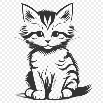 A sitting cat with its full body visible in a detailed vector design.