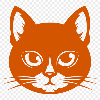 A vector illustration of a cute kitten's head with simple features and clear lines.