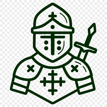 A simple line drawing illustration of a medieval knight.